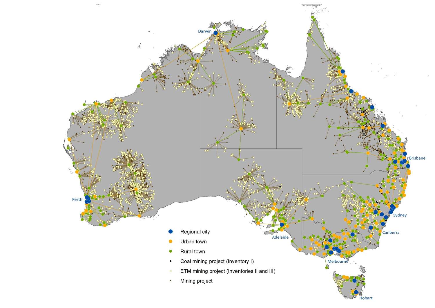 Bild mit Forschungsergebnissen: Karte Australiens mit 