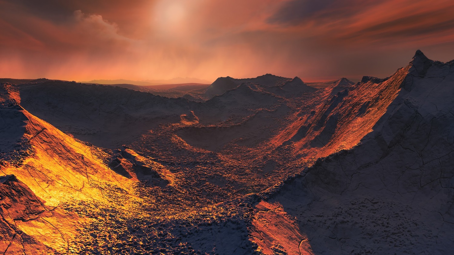 Artistic impression of a Sunset from Barnard's star.