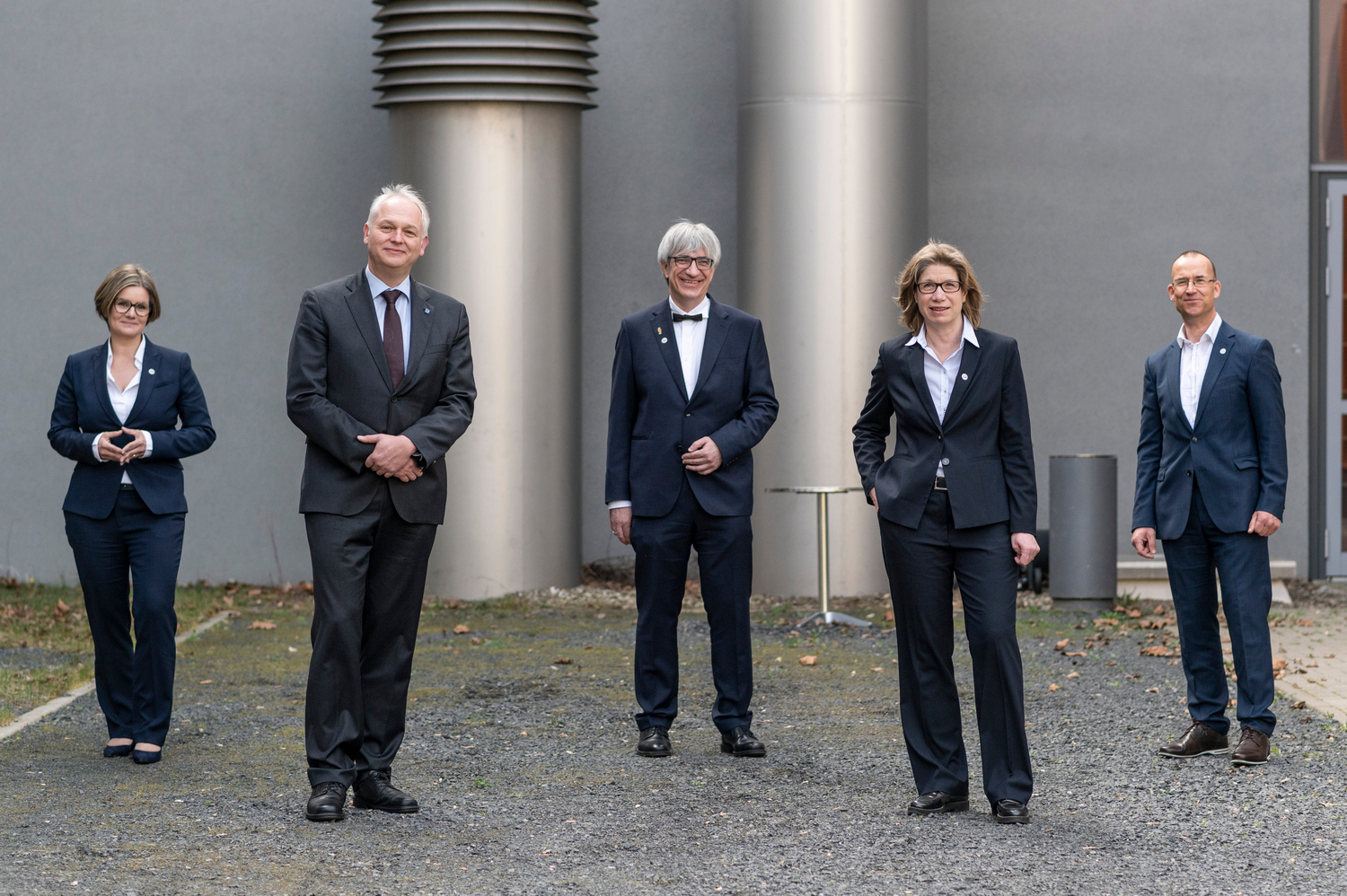 Das Präsidium der Universität Göttingen ab dem 1. April 2021: Dr. Valérie Schüller, Prof. Dr. Bernhard Brümmer, Prof. Dr. Metin Tolan, Prof. Dr. Anke Holler und Prof. Dr. Norbert Lossau (von links).