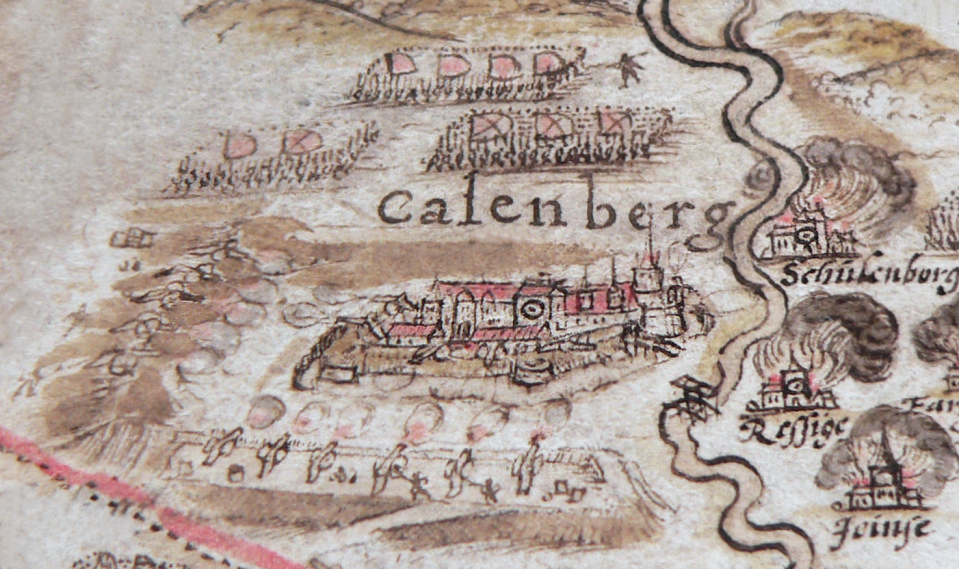 Bild: Belagerung der Festung Calenberg 1519, Zeichnung von Johannes Krabbe von 1591
