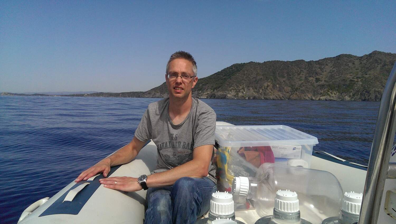 Dr Sebastiaan Rampen, first author of the study, taking samples off the French coast.